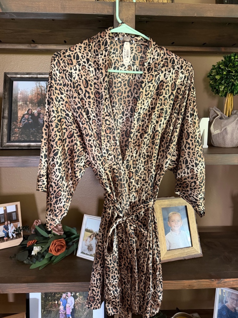 Victoria's Secret Leopard Satin Robe - Brown Tan Black